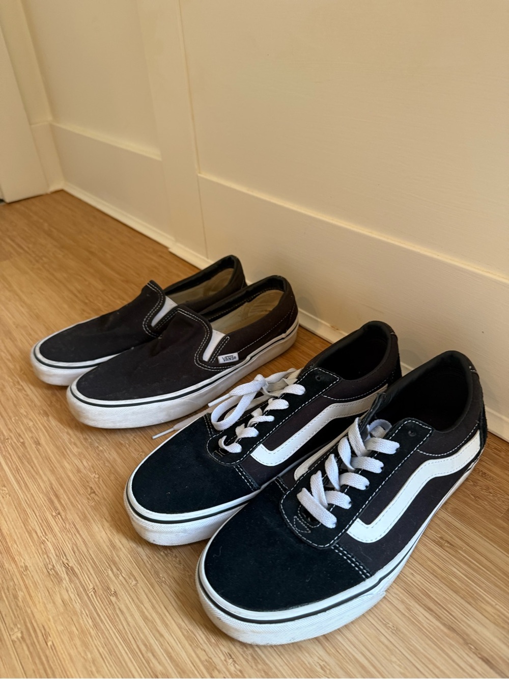 Vans Black and White Low-Top Slip-On & Lace Sneakers Duo